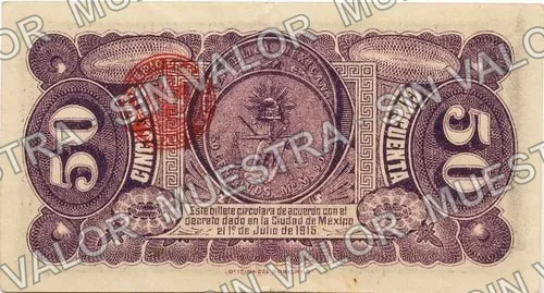 50 centavos, Gobierno Convencionista de México (M2806), reverso