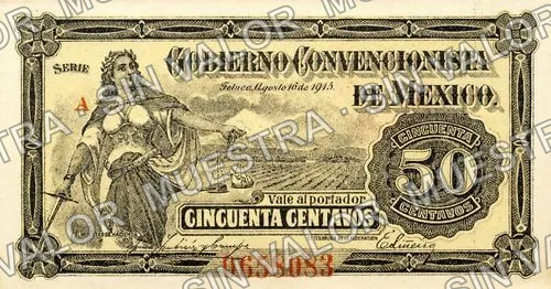 50 centavos, Gobierno Convencionista de México (M2806), anverso (M2806b 50c Gobierno Convencionista de México)