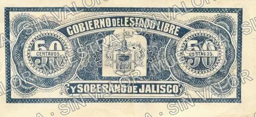 50 centavos, Gobierno del Estado (M2316), M2316a 50c Gobierno del Estado, reverso