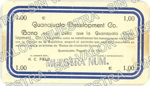 50 centavos, Guanajuato Development Company (M1766), M1766 50c Guanajuato Development Company, anverso