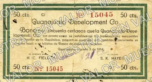 50 centavos, Guanajuato Development Company (M1766), M1766 50c Guanajuato Development Company, anverso