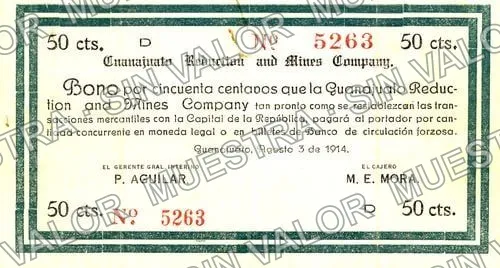 50 centavos, Guanajuato Reduction and Mines (M1761), M1761 50c Guanajuato Reduction and Mines, anverso