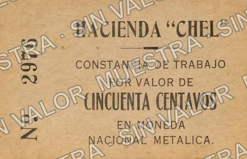 50 centavos, Hacienda "Chel" (M4153), anverso