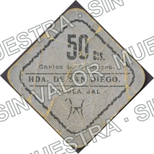 50 centavos, Hacienda de San Diego (M2453), M2453 50c Hacienda de San Diego, anverso