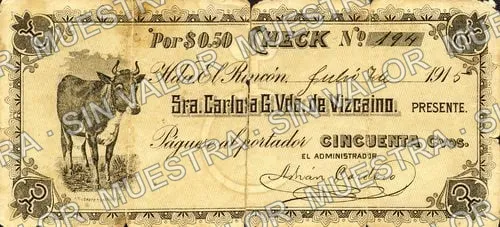 50 centavos, Hacienda El Rincón (M2779), anverso