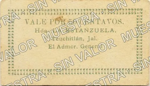 50 centavos, Hacienda La Estanzuela (M2725), reverso