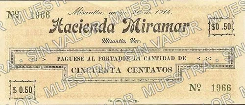 50 centavos, Hacienda Miramar (M4042), M4042b 50c Hacienda Miramar, anverso