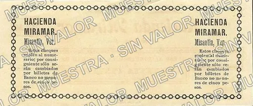 50 centavos, Hacienda Miramar (M4042), M4042b 50c Hacienda Miramar, reverso
