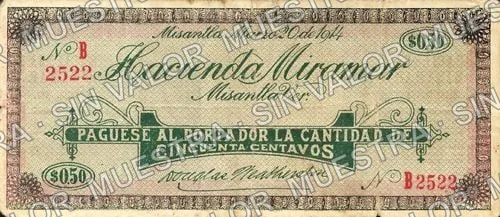 50 centavos, Hacienda Miramar (M4045), anverso