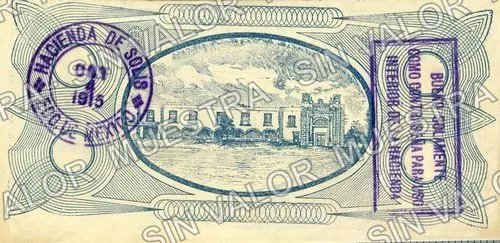 50 centavos, Hdas. de S. Miguel Solís y Anexas (M2858), reverso