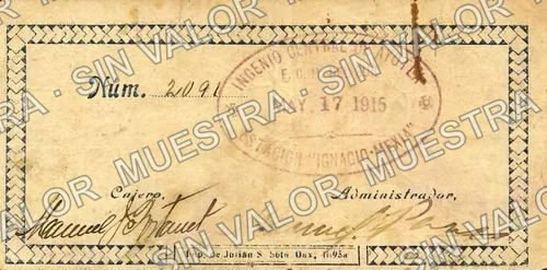 50 centavos, Ingenio Central de Ayotla (M3392), reverso