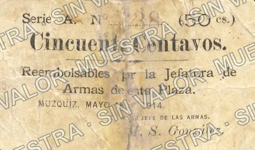 50 centavos, Jefatura de Armas (M985), M985a 50c Jefatura de Armas, anverso