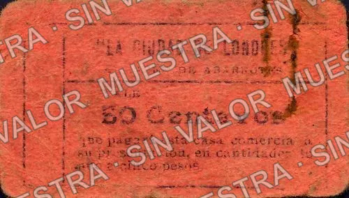 50 centavos, La Ciudad de Londres (M3987), M3987 50c La Ciudad de Londres, reverso