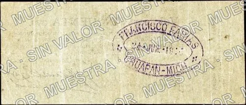50 centavos, La Guadalupe (M3023), reverso