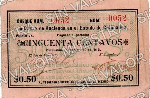 50 centavos, La Jefatura de Hacienda (M943), M943 50c La Jefatura de Hacienda, anverso