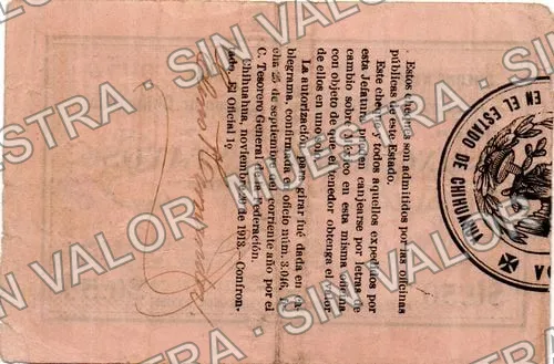 50 centavos, La Jefatura de Hacienda (M943), M943 50c La Jefatura de Hacienda, reverso