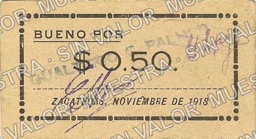 50 centavos, La Unión Central (M4524), anverso