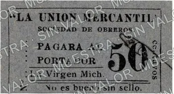 50 centavos, La Union Mercantil (M3012), anverso