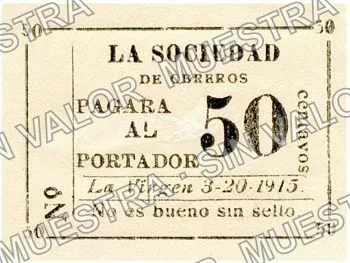 50 centavos, La Virgen (M3008), anverso (M3008b 50c La Virgen)
