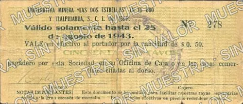 50 centavos, Las Dos Estrellas (M4394), anverso