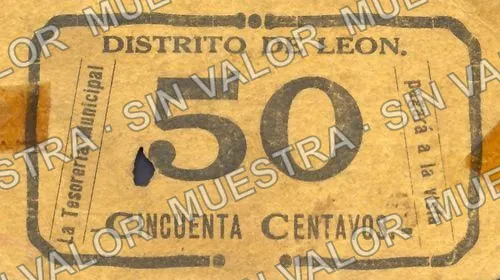 50 centavos, León (M1699), M1699 50c León, anverso