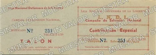 50 centavos, Liga Nacional Defensora de la Libertad Religiosa (M4375), M4375a 50c Liga Nacional Defensora de la Libertad Religiosa, anverso