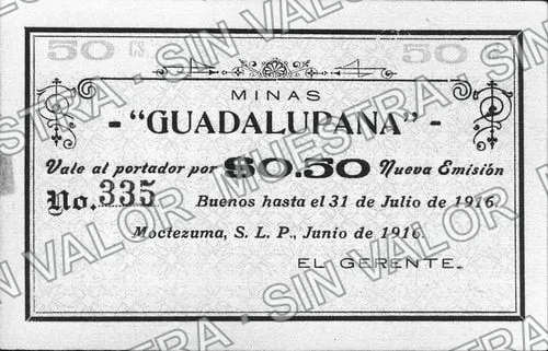 50 centavos, Minas Guadalupana (M3682), M3682 50c Minas Guadalupana, anverso