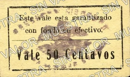 50 centavos, Municipalid de Chietla (M3540), reverso