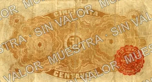 50 centavos, Pagaduría del Cuerpo de Ejército del Noroeste (M2261), reverso