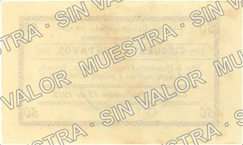 50 centavos, Pagaduría General de la 2a. Brigada Bañuelos (M2241), M2241 50c Pagaduría General de la 2a. Brigada Bañuelos, reverso