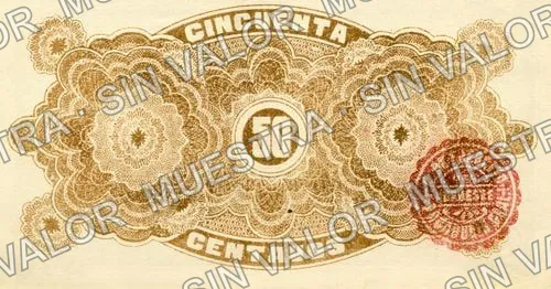 50 centavos, Pagaduría Gral. del Cuerpo de Ejército del Noroeste (M2267), M2267a 50c Pagaduría Gral. del Cuerpo de Ejército del Noroeste, reverso