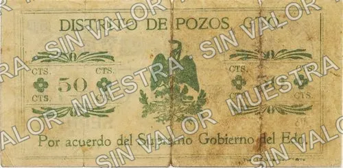 50 centavos, Pozos (M1708), M1708 50c Pozos, reverso