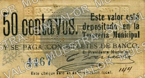 50 centavos, Presidencia Municipal (M3905), anverso