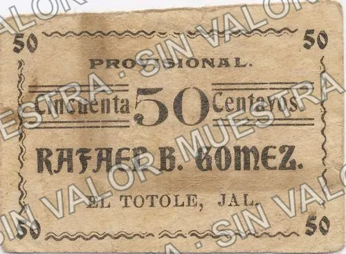 50 centavos, Rafael B. Gómez (M2254), M2254b 50c Rafael B. Gómez, anverso