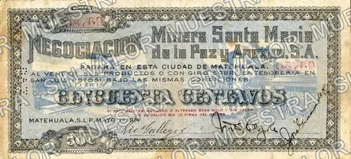 50 centavos, Santa María de la Paz (M3675), anverso (M3675b 50c Santa María de la Paz)