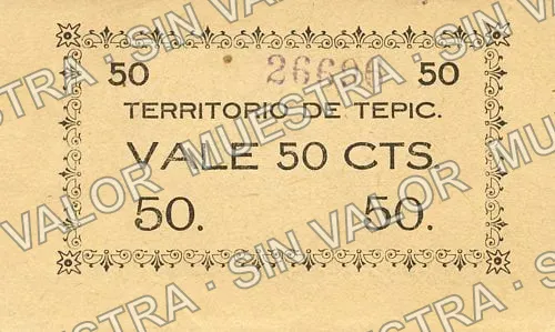 50 centavos, Territorio de Tepic (M3297), anverso