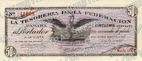 50 centavos, Tesorería de la Federación (M1087), anverso
