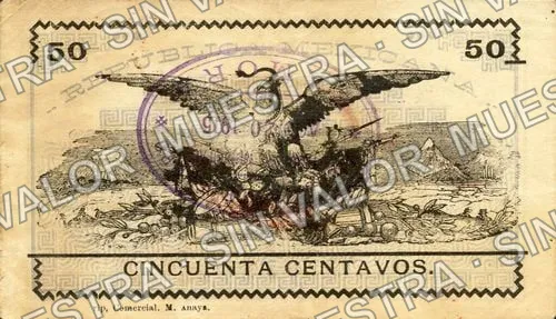 50 centavos, Tesorería del Municipio (M2947), M2947 50c Tesorería del Municipio, reverso