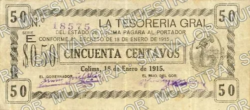 50 centavos, Tesorería General del Estado (M1207), M1207 50c Tesorería General del Estado, anverso