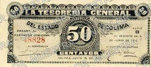 50 centavos, Tesorería General del Estado (M1211), anverso