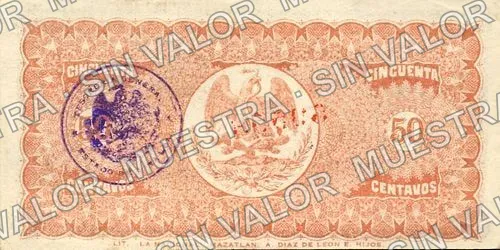 50 centavos, Tesorería General (M3756), M3756c 50c Tesorería General, reverso