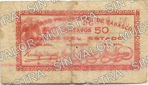 50 centavos, Tesorería General, Series A (M3883), reverso (M3883 50c Tesorería General, Series D)