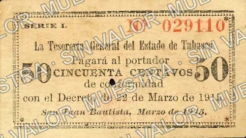 50 centavos, Tesorería General, Series G (M3884), anverso