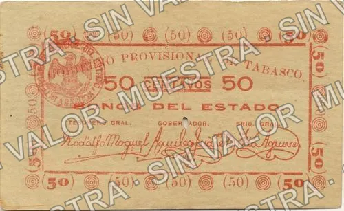 50 centavos, Tesorería General, Series G (M3884), reverso (M3884 50c Tesorería General, Series G)
