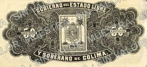 50 centavos, Tesorería Gral. del Estado (M1202), M1202b 50c Tesorería Gral. del Estado, reverso