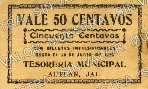 50 centavos, Tesorería Municipal (M2295), M2295 50c Tesorería Municipal, anverso