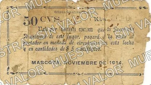 50 centavos, Tesorería Municipal (M2334), anverso