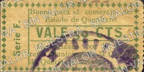 50 centavos, Tesorería Municipal (M3629), reverso