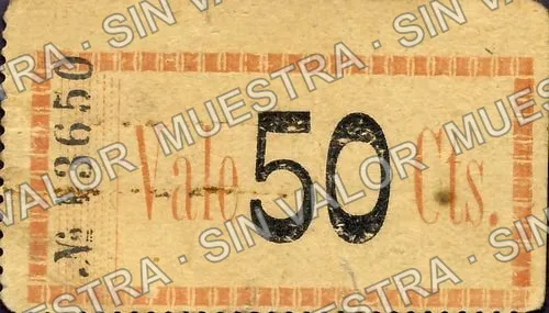 50 centavos, Tesorería Municipal (M3629), anverso (M3629b 50c Tesorería Municipal)