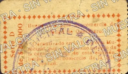 50 centavos, Tesorería Municipal (M3629), reverso (M3629b 50c Tesorería Municipal)